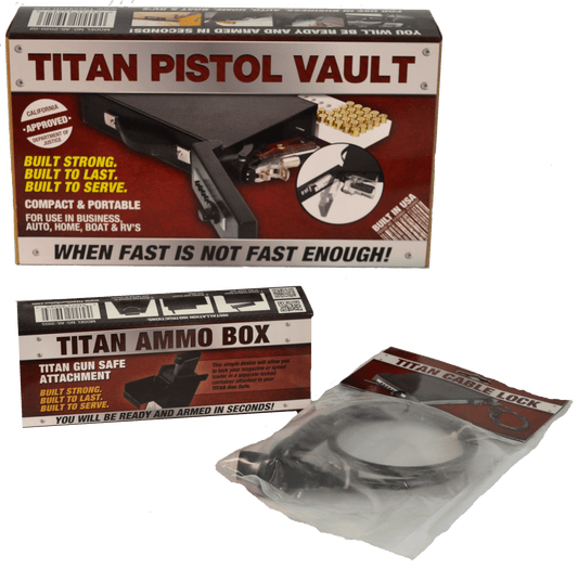 Titan Gun Safe Pistol Vault Bundle "Quick Access Vehicle Handgun Safe"